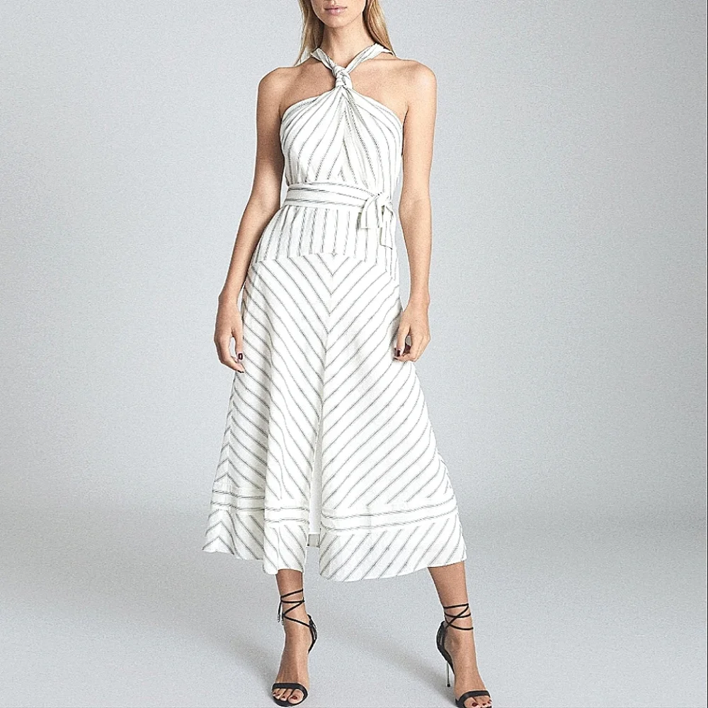 NWT REISS | Bea Striped Midi Dress (no belt) - Picture 1 of 10
